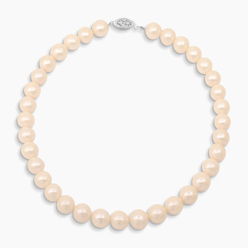 11-13 MM - ROUND WHITE FRESH WATER PEARL LADIES NECKLACE / CHOKER