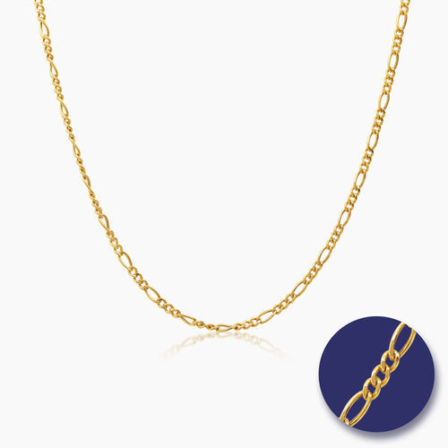 FIGARO CHAIN (18 INCHES) IN (SAUDI) 18K YELLOW GOLD (G.C.)