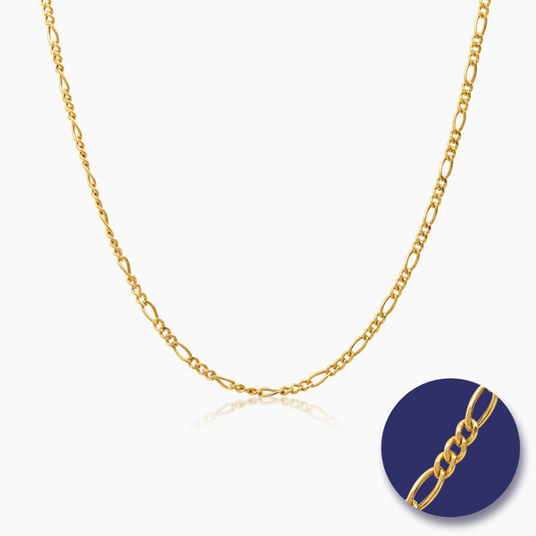 FIGARO CHAIN (18 INCHES) IN (SAUDI) 18K YELLOW GOLD (G.C.)