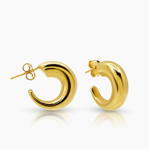 C-HOOP LADIES STUD EARRINGS IN (ITALIAN) 14K YELLOW GOLD