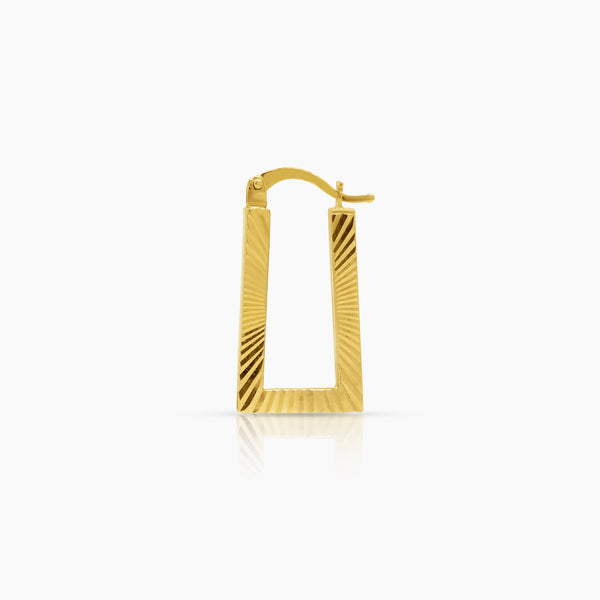 RECTANGULAR STRIPED LADIES HOOP EARRINGS IN (SAUDI) 18K YELLOW GOLD