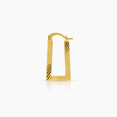 RECTANGULAR STRIPED LADIES HOOP EARRINGS IN (SAUDI) 18K YELLOW GOLD