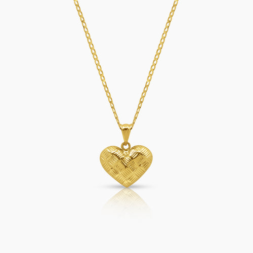 BRAIDED HEART LADIES NECKLACE AND PENDANT IN (SAUDI) 18K YELLOW GOLD