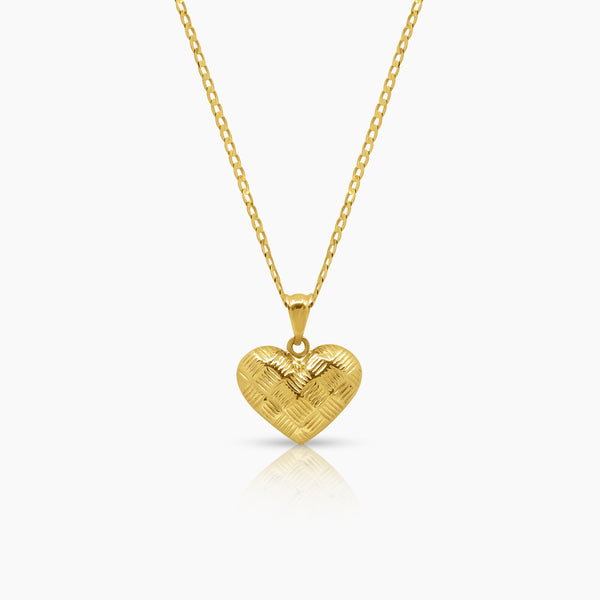 BRAIDED HEART LADIES NECKLACE AND PENDANT IN (SAUDI) 18K YELLOW GOLD