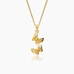 TWIN BUTTERFLY LADIES NECKLACE AND PENDANT IN (SAUDI) 18K YELLOW GOLD