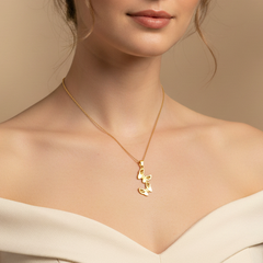 TWIN BUTTERFLY LADIES NECKLACE AND PENDANT IN (SAUDI) 18K YELLOW GOLD