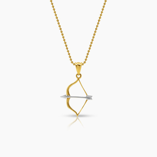TWO TONE BOW AND ARROW LADIES NECKLACE AND PENDANT IN (SAUDI) 18K YELLOW AND WHITE GOLD