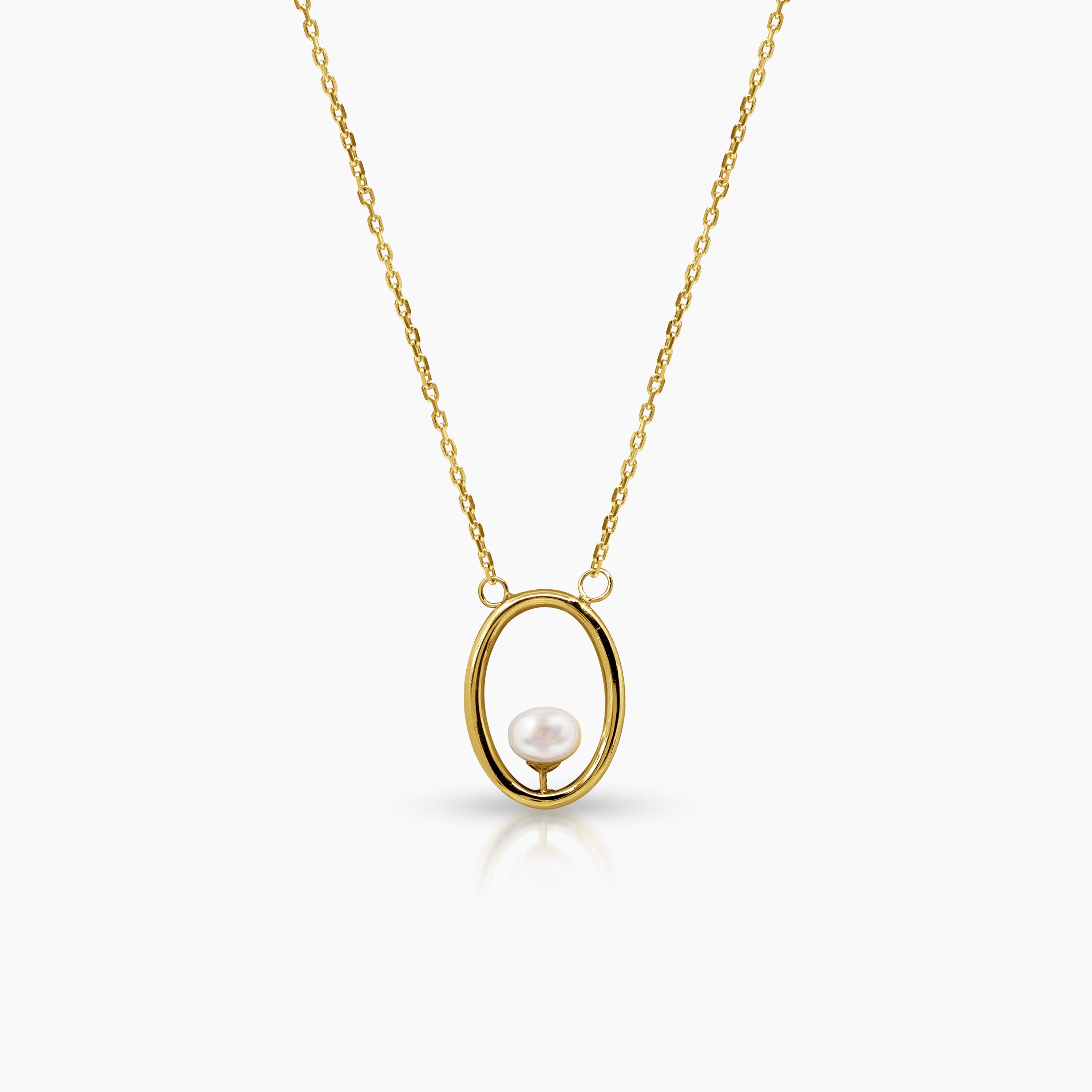 HALO PEARL LADIES NECKLACE AND PENDANT IN (ITALIAN) 18K YELLOW GOLD