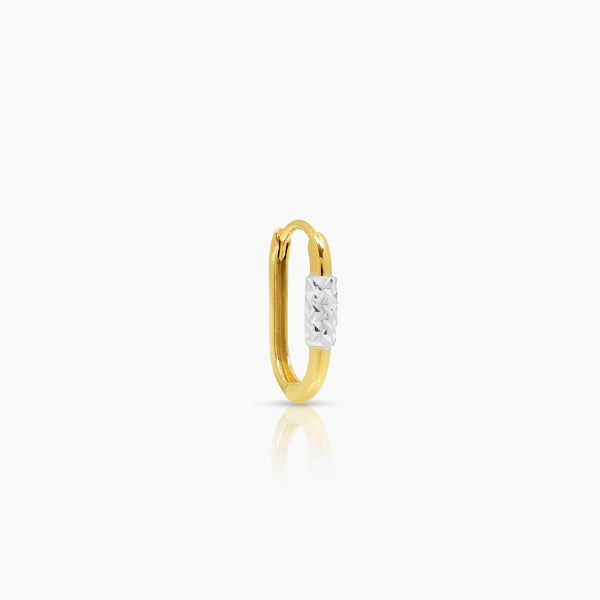TWO TONE OVAL LADIES HOOP EARRINGS IN (SAUDI) 18K YELLOW ND WHITE GOLD