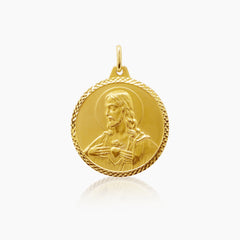 SACRED HEART AND MOUNT CARMEL MEDAL (35 MM) IN (SPANISH) 14K YELLOW GOLD
