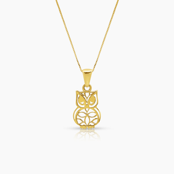 OWL LADIES NECKLACE AND PENDANT IN (ITALIAN) 14K YELLOW GOLD