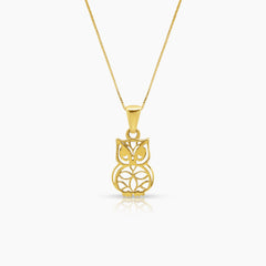 OWL LADIES NECKLACE AND PENDANT IN (ITALIAN) 14K YELLOW GOLD