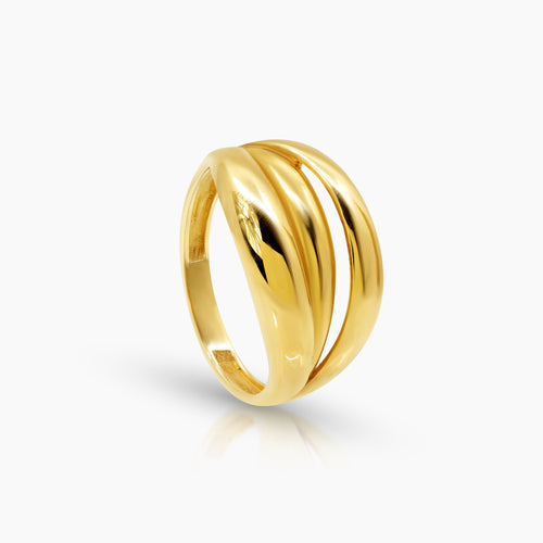 7 - INTERLOCKED LADIES RING IN (ITALIAN) 18K YELLOW GOLD