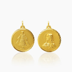 STO. NIÑO MEDAL AND SACRED HEART MEDAL (24 MM) IN (SPANISH) 18K YELLOW GOLD