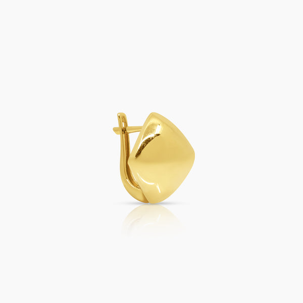 EMBOSSED DIAMOND SHAPE LADIES HOOP EARRINGS IN (SAUDI) 18K YELLOW GOLD