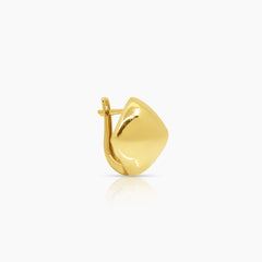 EMBOSSED DIAMOND SHAPE LADIES HOOP EARRINGS IN (SAUDI) 18K YELLOW GOLD