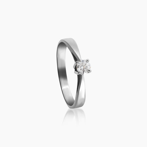 6.5 - DIAMOND ENGAGEMENT RING WITH 1=0.18 / 1.6 CARAT DIAMOND IN 14K WHITE GOLD