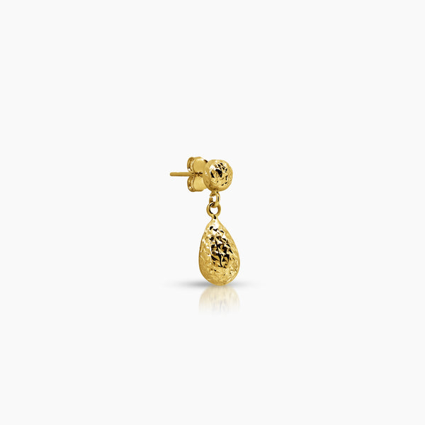 DANGLING TEAR DROP LADIES STUD EARRINGS IN (ITALIAN) 18K YELLOW GOLD