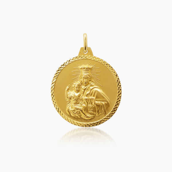 SACRED HEART AND MOUNT CARMEL MEDAL (35 MM) IN (SPANISH) 14K YELLOW GOLD