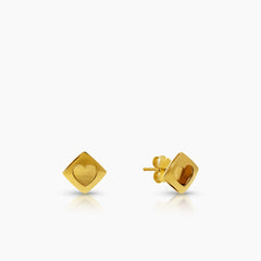 HOLLOW HEART LADIES STUD EARRINGS IN (SAUDI) 18K YELLOW GOLD