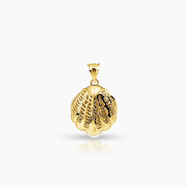 CLAM SHELL WITH PEARL PENDANT (30 MM) IN (SAUDI) 18K YELLOW GOLD