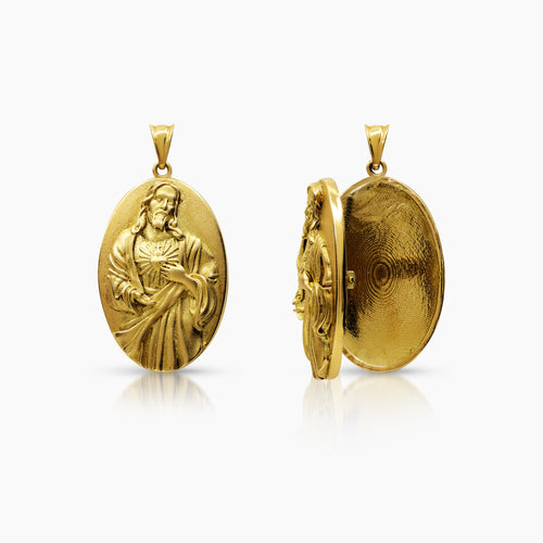 SACRED HEART LOCKET PENDANT 25 mm (H) X 16 mm (L) IN 18K YELLOW GOLD