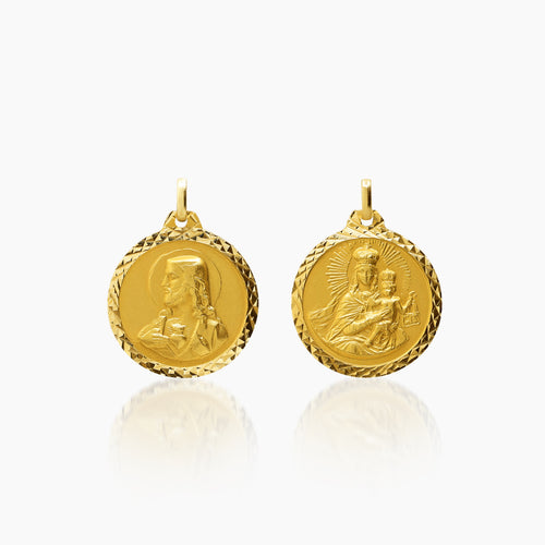 SACRED HEART MEDAL AND MOUNT CARMEL (20 MM) IN (SPANISH) 18K YELLOW GOLD