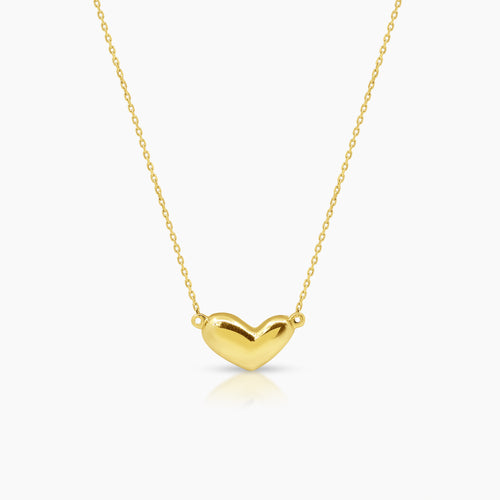 EMBOSSED HEART LADIES NECKLACE AND PENDANT IN (SAUDI) 18K YELLOW GOLD
