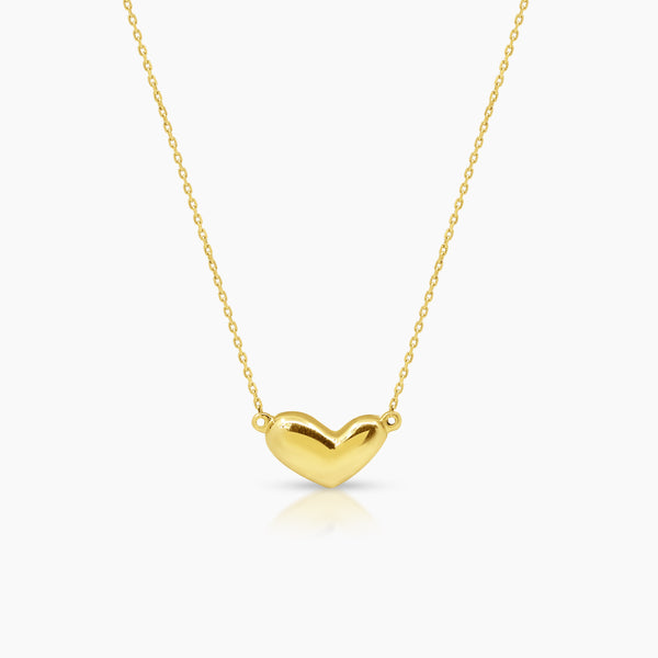 EMBOSSED HEART LADIES NECKLACE AND PENDANT IN (SAUDI) 18K YELLOW GOLD