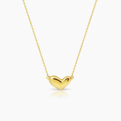 EMBOSSED HEART LADIES NECKLACE AND PENDANT IN (SAUDI) 18K YELLOW GOLD