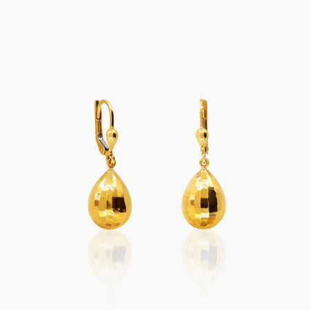 TEARDROP DANGLE EARRINGS IN (SAUDI) 18K YELLOW GOLD