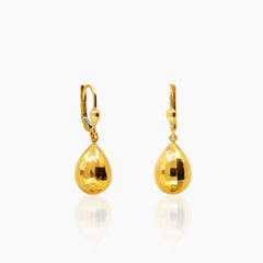 TEARDROP DANGLE EARRINGS IN (SAUDI) 18K YELLOW GOLD
