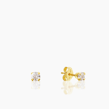 ROUND ZIRCONIAN STONE LADIES STUD EARRINGS IN (SPANISH) 18K YELLOW GOLD