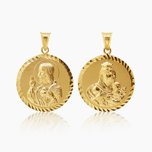 SACRED HEART AND MOUNT CARMEL MEDAL (23 MM) IN (SPANISH) 18K YELLOW GOLD