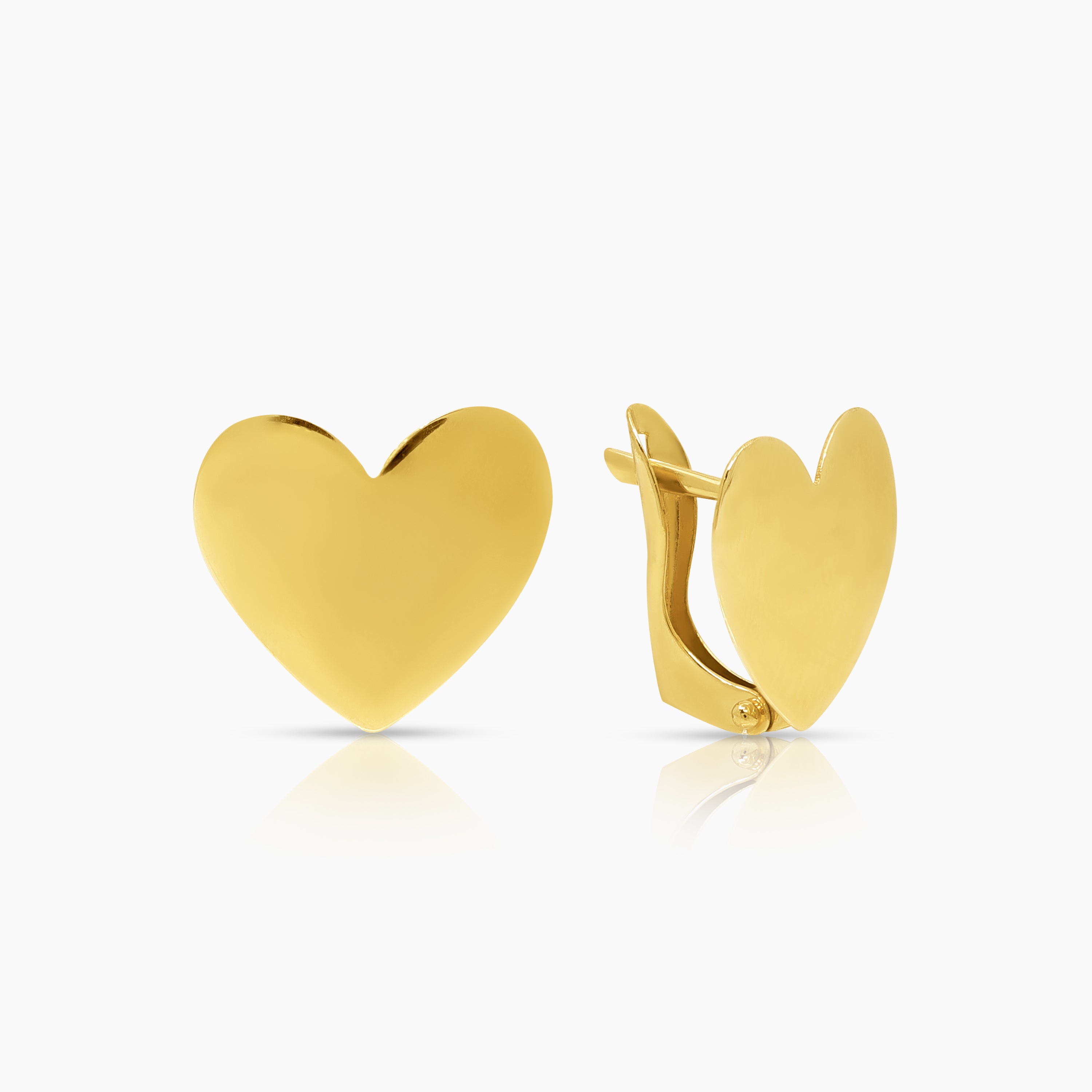 FLAT HEART LADIES HOOP EARRINGS IN (SAUDI) 18K YELLOW GOLD