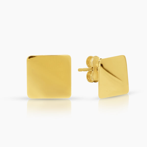 FLAT SQUARE LADIES HOOP EARRINGS IN (SAUDI) 18K YELLOW GOLD