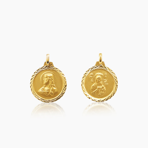 SACRED HEART AND PERPETUAL HELP MEDAL (16 MM) IN (SPANISH) 18K YELLOW GOLD
