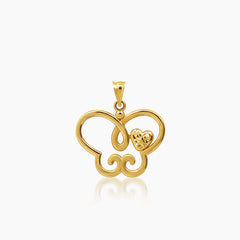 BUTTERFLY HEART PENDANT ± 23 mm (H) X ± 20mm (L) IN (SAUDI) 18K YELLOW GOLD