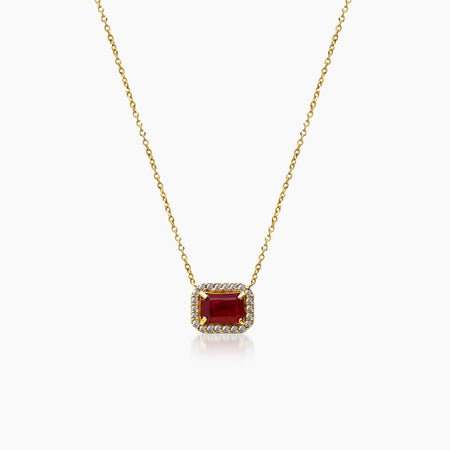 DIAMOND AND RUBY LADIES NECKLACE AND PENDANT WITH 1 RU=0.83 / 22=0.11 / 1.82 / 2.1 CARAT DIAMONDS IN 18K YELLOW GOLD