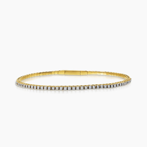 DIAMOND TENNIS LADIES BANGLE WITH 41=0.25 / 7.36 CARAT DIAMONDS IN 14K YELLOW AND WHITE GOLD