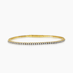 DIAMOND TENNIS LADIES BANGLE WITH 41=0.25 / 7.36 CARAT DIAMONDS IN 14K YELLOW AND WHITE GOLD
