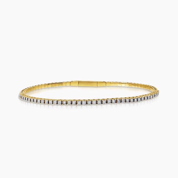 DIAMOND TENNIS LADIES BANGLE WITH 41=0.25 / 7.36 CARAT DIAMONDS IN (SAUDI) 14K YELLOW AND WHITE GOLD