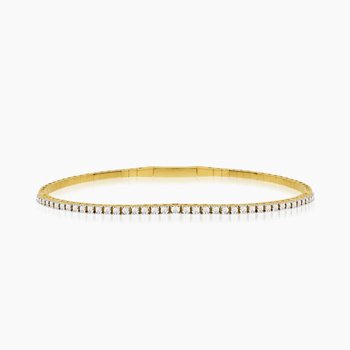 DIAMOND TENNIS LADIES BANGLE WITH 41=0.25 / 7.36 CARAT DIAMONDS IN 14K YELLOW AND WHITE GOLD