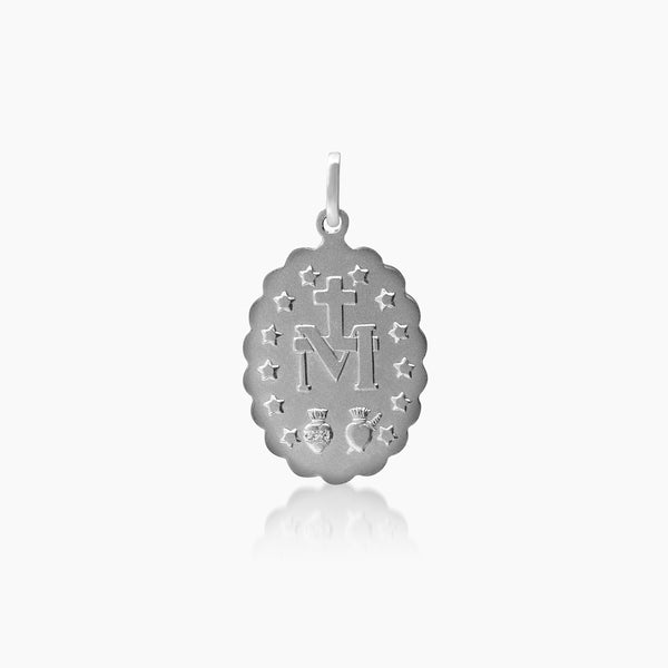 MARY MIRACULOUS PENDANT ±21 mm (H) X ±16 mm (L) IN (ITALIAN) 18K WHITE GOLD