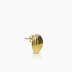 CORRUGATED ROUND LADIES STUD EARRINGS IN (SAUDI) 18K YELLOW GOLD