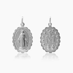 MARY MIRACULOUS PENDANT ±21 mm (H) X ±16 mm (L) IN (ITALIAN) 18K WHITE GOLD