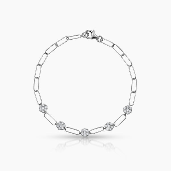 DIAMOND PAPERCLIP LADIES BRACELET WITH 35=0.65 / 2.44 CARAT DIAMONDS IN 18K WHITE GOLD