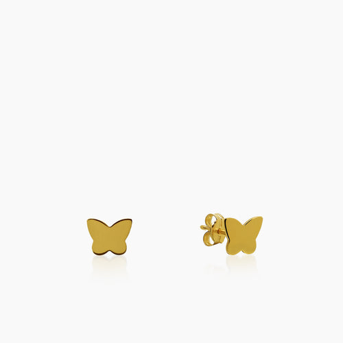 SIMPLE BUTTERFLY LADIES STUD EARRINGS IN (SAUDI) 18K YELLOW GOLD
