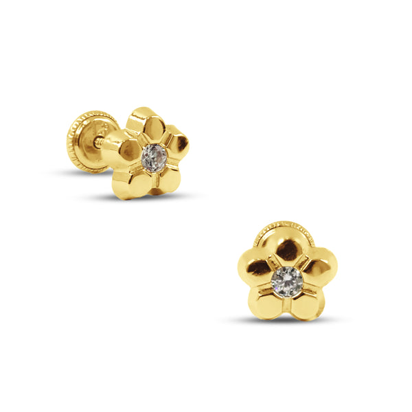 FLOWER THREADED EARRINGS IN 18K YELLOW GOLD