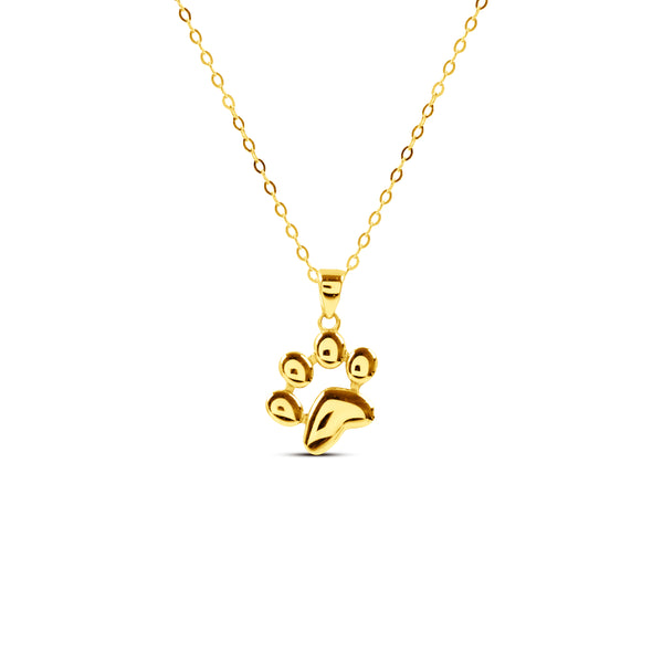 ANIMAL PAW FOOTPRINT PENDANT WITH CHAIN IN 18K YELLOW GOLD
